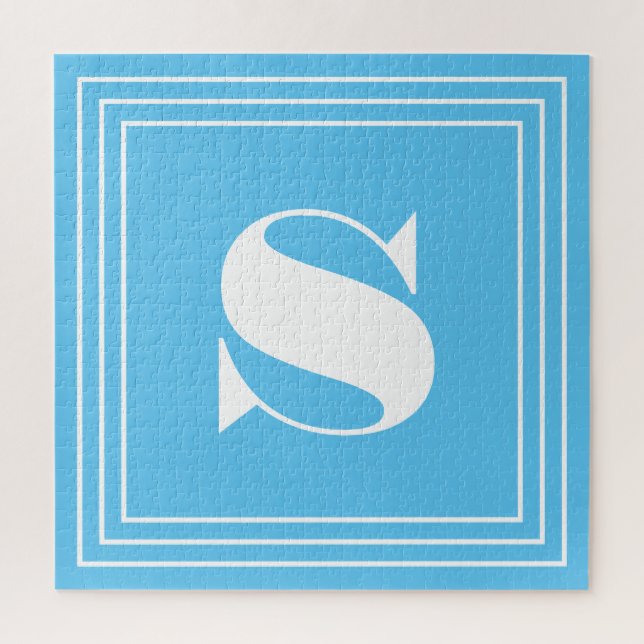 3 Frame Monogramm | Sky Blue & White Puzzle (Vertikal)