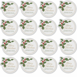 3" Frohe Weihnachten Holly & Berry Food Geschenk T Aufkleber