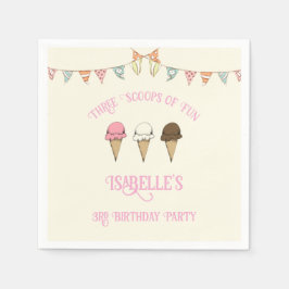 3 Fun 3. Geburtstag Eiscreme Party Serviette