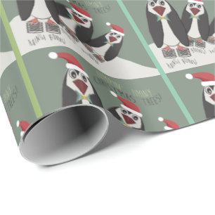 3 Funny Springy Penguins Geschenkpapier