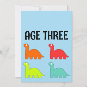 3. GEBURTSTAG 3 T-REX NIEDLICHE EINLADUNGEN