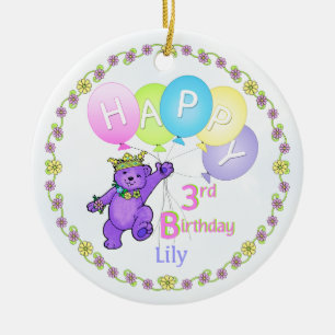 3. Geburtstag Andenken Bärn-Prinzessin- Keramik Ornament