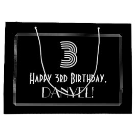 3. Geburtstag — Art Deco Inspiriert Aussehen "3" & Große Geschenktüte