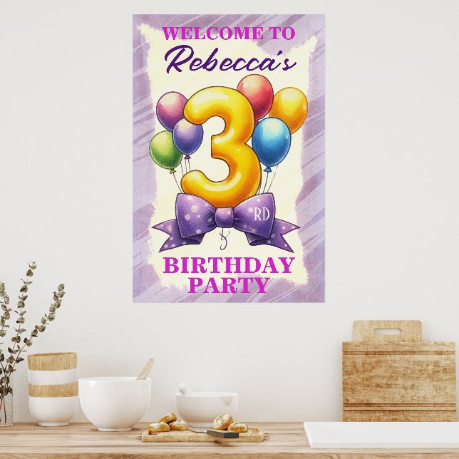 3. Geburtstag Ballon Thema Poster (Küche)