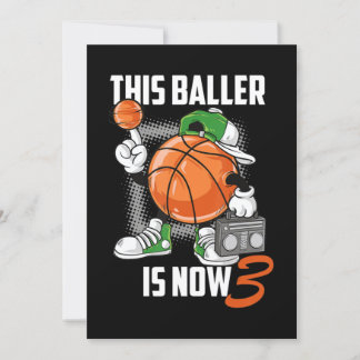 3. Geburtstag Basketball-Spieler Funny 3 Jahre alt Einladung