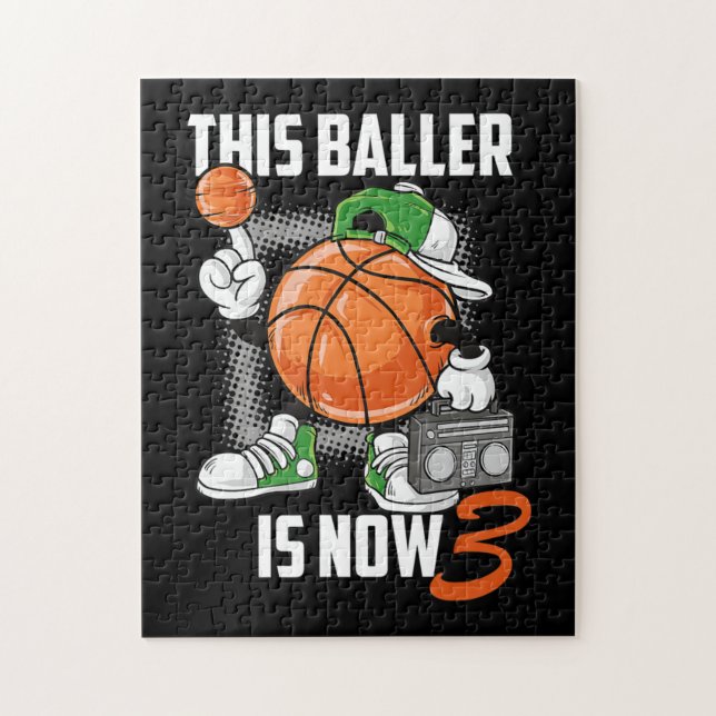 3. Geburtstag Basketball Spieler Sonnige 3 Jahre a Puzzle (Vertikal)