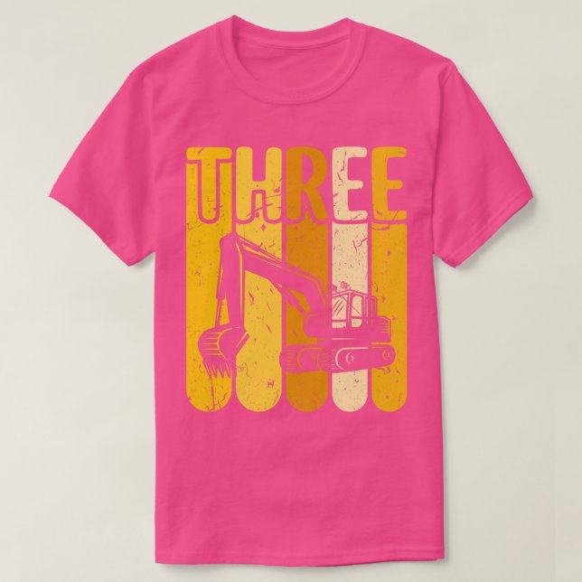 3. Geburtstag Bauwagen Bagger T-Shirt (Design vorne)