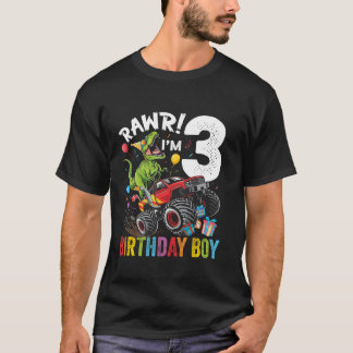 3. Geburtstag Boy Dinosaurier Monster Truck Long S T-Shirt