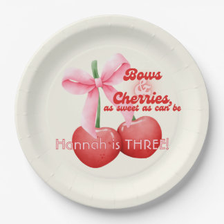 3. Geburtstag Coquette Cherries Bubble Letters Pappteller