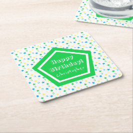 3. Geburtstag der farbenfrohen Sternenjungen Rechteckiger Pappuntersetzer