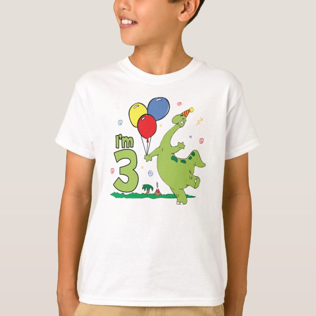 3. Geburtstag Dino T-Shirt (Vorderseite)