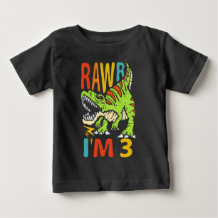 3. Geburtstag Dinosaurier T Rex Rawr Ich bin 3 für Baby T-shirt