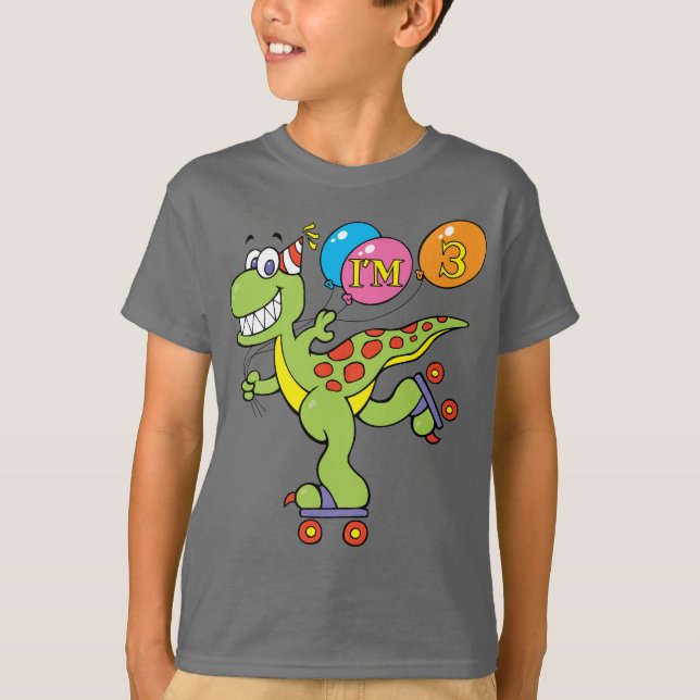 3. Geburtstag Dinosaurier T-Shirt (Vorderseite)