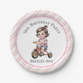 3. Geburtstag eines Mädchens auf einem Tricycle-Pa Pappteller