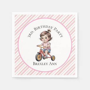 3. Geburtstag eines Mädchens auf einem Tricycle-Pa Serviette