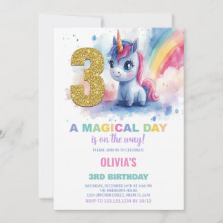 3. Geburtstag Einhorn Geburtstag Einladungen