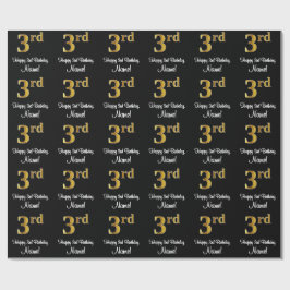 3. Geburtstag: Elegante Luxury Imitate Gold Look # Geschenkpapier