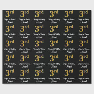 3. Geburtstag: Elegante Luxury Imitate Gold Look # Geschenkpapier