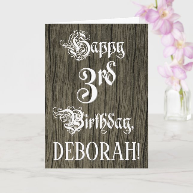 3. Geburtstag: Extravaganter, eleganter Text; Imit Karte (Orchidee)