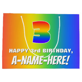 3. Geburtstag: Farbenfroh, Fun Rainbow Pattern # 3 Große Geschenktüte