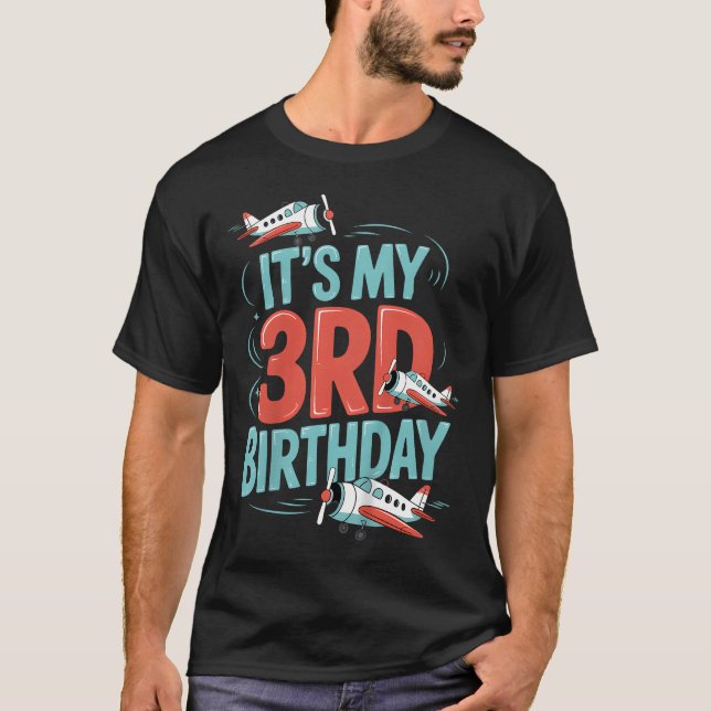 3. Geburtstag Flugzeug Flugzeugpilot Kleinkind Jun T-Shirt (Vorderseite)