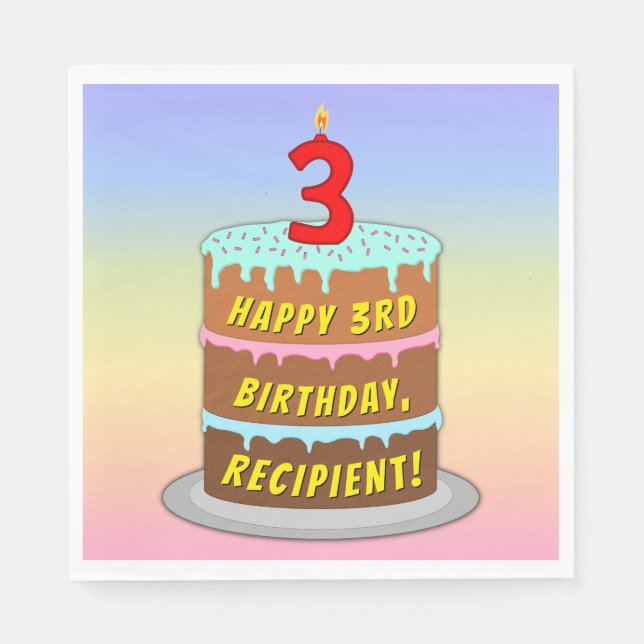 3. Geburtstag: Fun Cake and Candle + Individuelle  Serviette (Vorderseite)