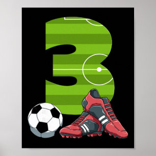 3 Geburtstag Fußball Erster Geburtstag Fußll Kinde Poster