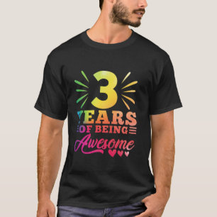 3. Geburtstag Gefärbte Krawatte 3 Jahre alt 3 Mädc T-Shirt