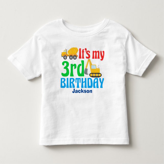 3. Geburtstag Kinder Baufahrzeug Party Kleinkind T-shirt (Vorderseite)