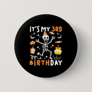3. Geburtstag Kinder lustiges Skelett 3. Boo-Tag Button