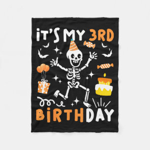 3. Geburtstag Kinder lustiges Skelett 3. Boo-Tag Fleecedecke