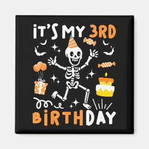 3. Geburtstag Kinder lustiges Skelett 3. Boo-Tag Magnet