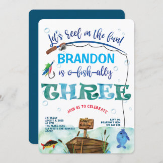 3. Geburtstag Kleiner Fisherman, der angeln will Einladung