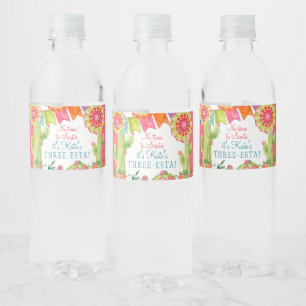 3. Geburtstag Lasse Fiesta Cactus Blume Girl Party Wasserflaschenetikett