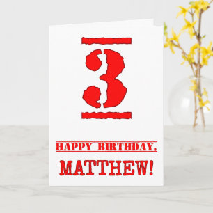3. Geburtstag: Lustiger, roter Stempel inspirierte Karte