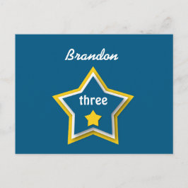 3. Geburtstag mit Layered Stars BLUE YELLOW A17E Ankündigungspostkarte