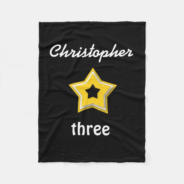 3. Geburtstag mit überlagertem Sterne Fleecedecke (Vorderseite)