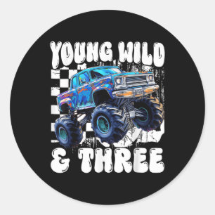 3. Geburtstag Monstertruck Jung Wild Und Drei 3 Runder Aufkleber