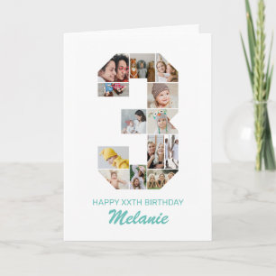 3. Geburtstag Nummer 3 FotoCollage Personalisiert Karte