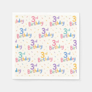 3. Geburtstag Papier-Tischdecken, Dritter Geburtst Serviette