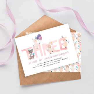 3. Geburtstag Party, 3 kleine Schweine Big Bad Wol Einladung