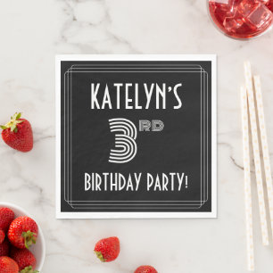 3. Geburtstag Party: Art Deco Stil + Individuelle  Serviette