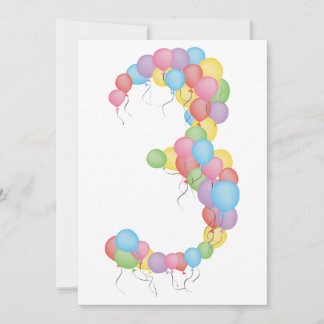 3. Geburtstag Party Balloons Custom Invasion Einladung