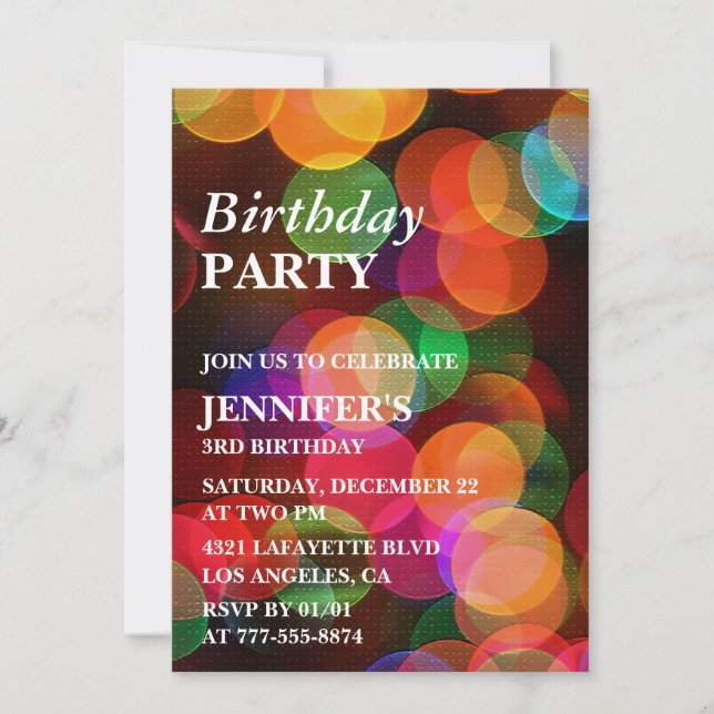 3. Geburtstag Party Einladung Confetti Sparkle (Vorderseite)