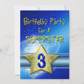 3. Geburtstag Party Einladung für einen Superstar.
