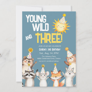 3. Geburtstag Party Hats Waldtiere Geburtstag Einladung