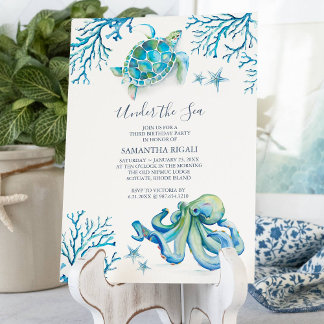 3. Geburtstag Party unter dem Meer Einladung