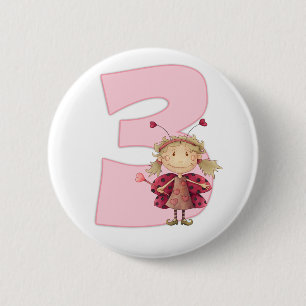 3. Geburtstag pinbadge, Marienkäferfee pinbadge Button