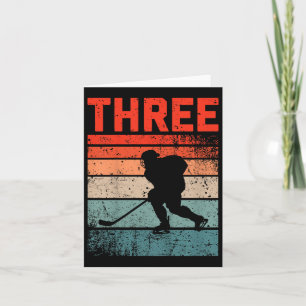 3. Geburtstag Retro Eishockey 3 Jahre Junge Mädche Karte
