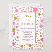 3. Geburtstag - Rosa und Gold Glitzer